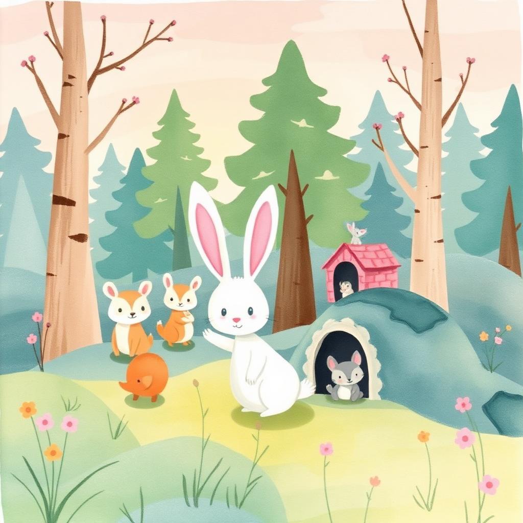 Los animales despidiéndose al anochecer en el bosque