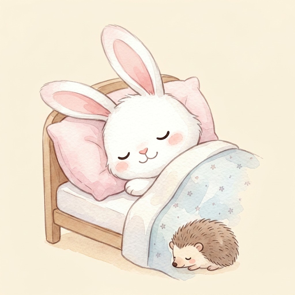 Lilipu dormida en su cama con expresión pacífica y feliz